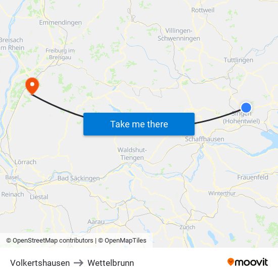 Volkertshausen to Wettelbrunn map