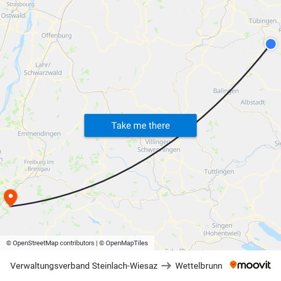 Verwaltungsverband Steinlach-Wiesaz to Wettelbrunn map