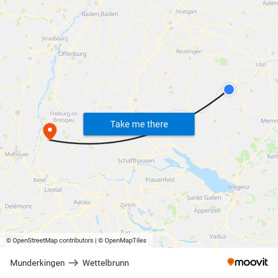 Munderkingen to Wettelbrunn map