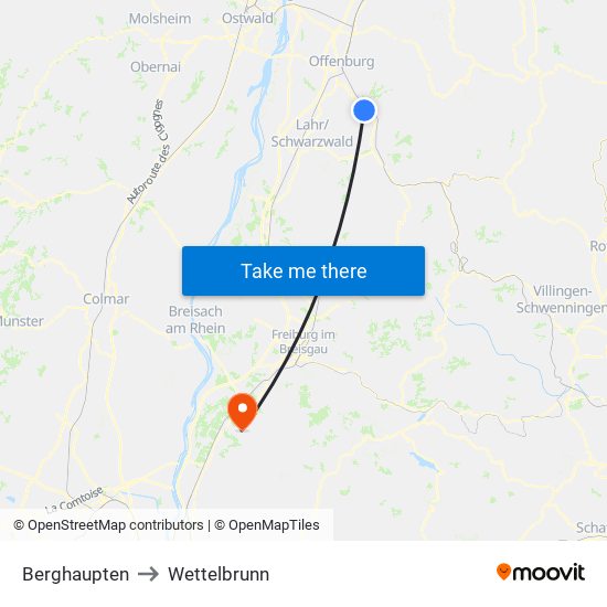 Berghaupten to Wettelbrunn map