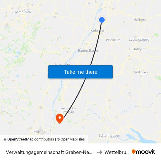 Verwaltungsgemeinschaft Graben-Neudorf to Wettelbrunn map