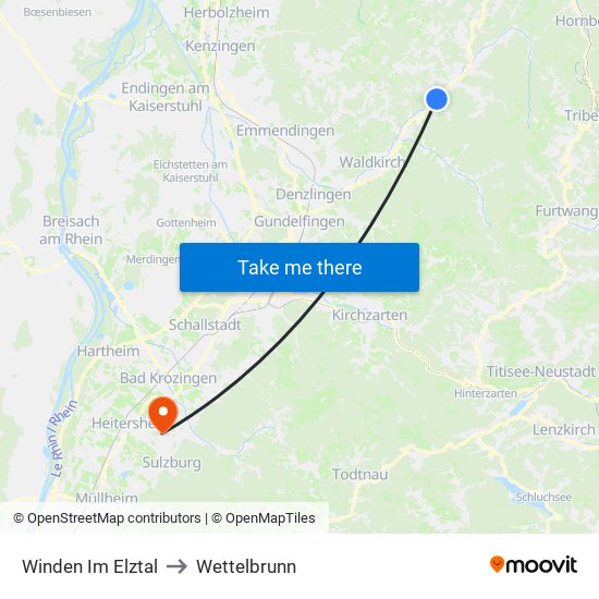 Winden Im Elztal to Wettelbrunn map