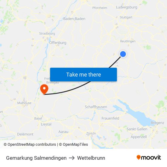 Gemarkung Salmendingen to Wettelbrunn map