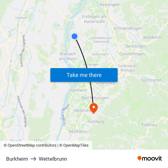Burkheim to Wettelbrunn map