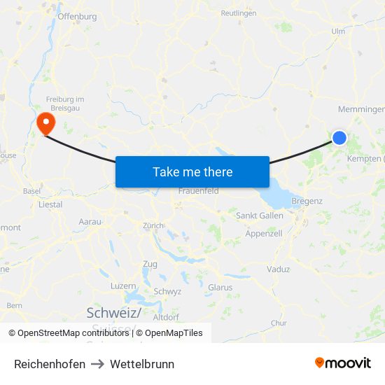 Reichenhofen to Wettelbrunn map