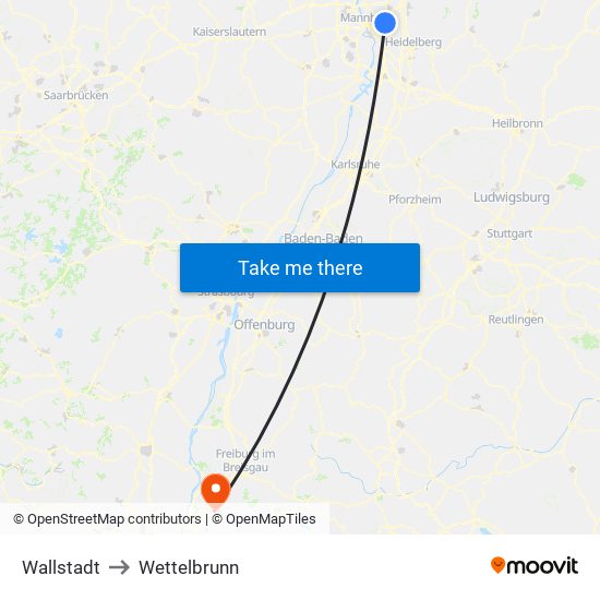 Wallstadt to Wettelbrunn map