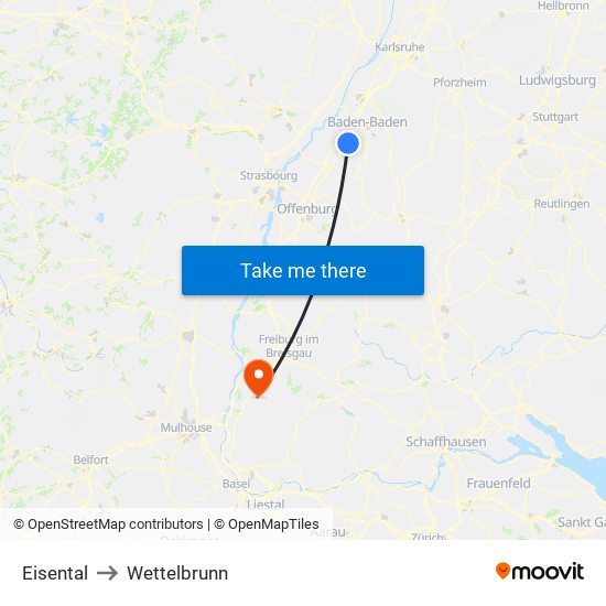 Eisental to Wettelbrunn map