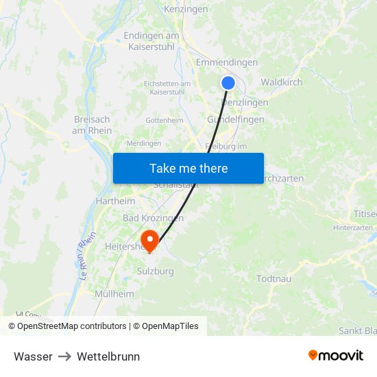 Wasser to Wettelbrunn map