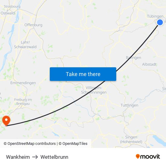 Wankheim to Wettelbrunn map