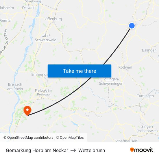 Gemarkung Horb am Neckar to Wettelbrunn map