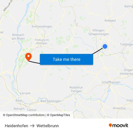 Heidenhofen to Wettelbrunn map