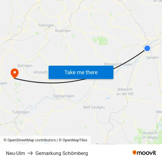 Neu-Ulm to Gemarkung Schömberg map