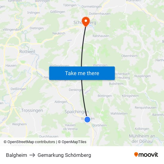 Balgheim to Gemarkung Schömberg map