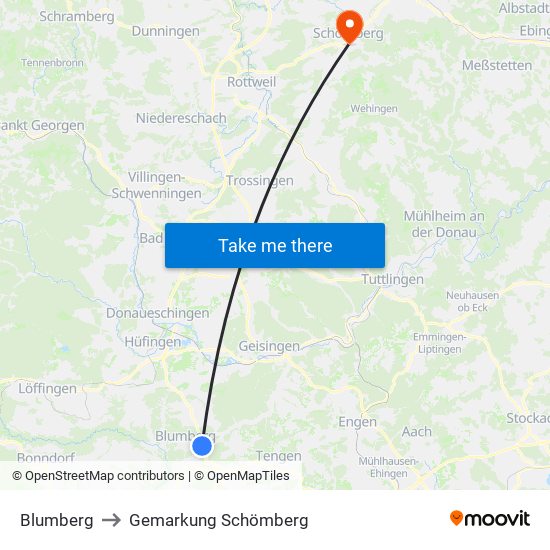 Blumberg to Gemarkung Schömberg map