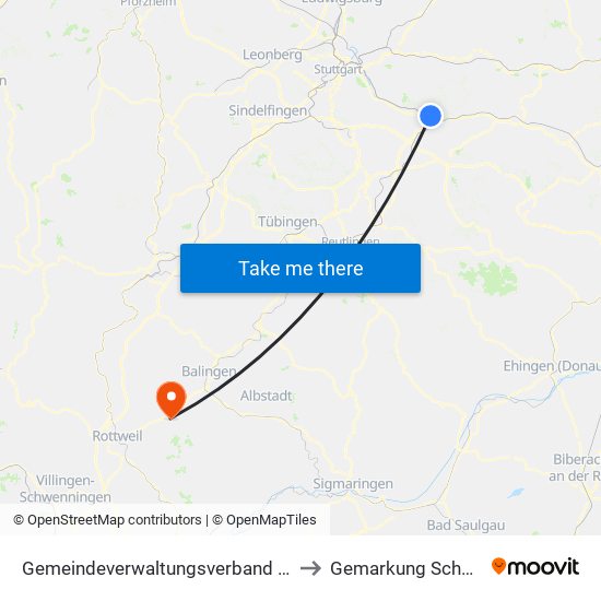 Gemeindeverwaltungsverband Plochingen to Gemarkung Schömberg map