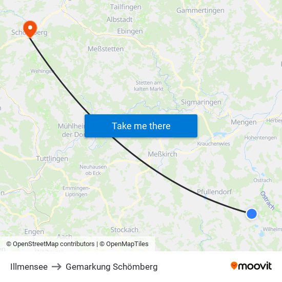 Illmensee to Gemarkung Schömberg map