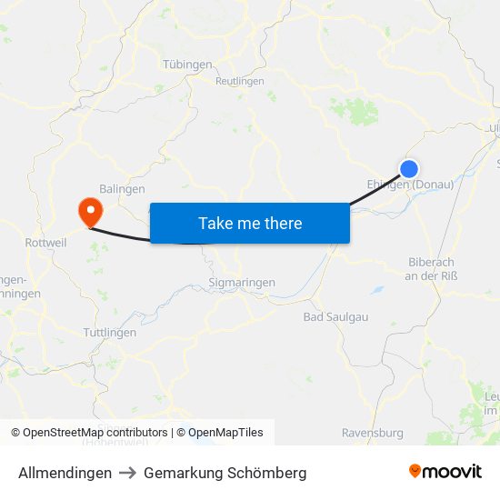 Allmendingen to Gemarkung Schömberg map