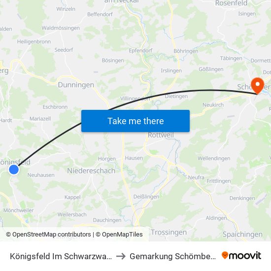 Königsfeld Im Schwarzwald to Gemarkung Schömberg map