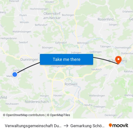 Verwaltungsgemeinschaft Dunningen to Gemarkung Schömberg map