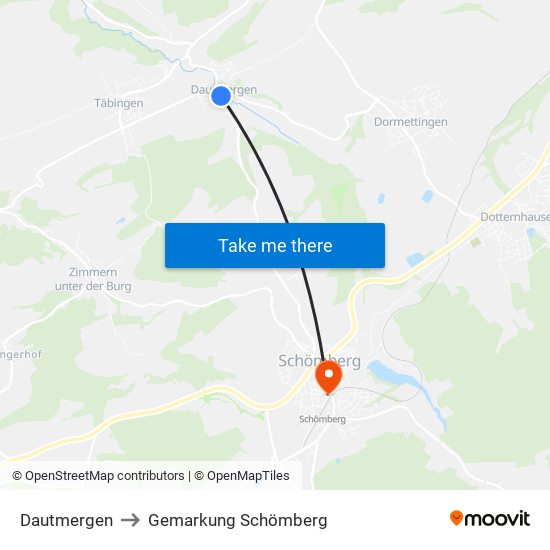 Dautmergen to Gemarkung Schömberg map