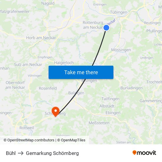 Bühl to Gemarkung Schömberg map