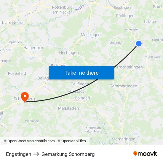 Engstingen to Gemarkung Schömberg map