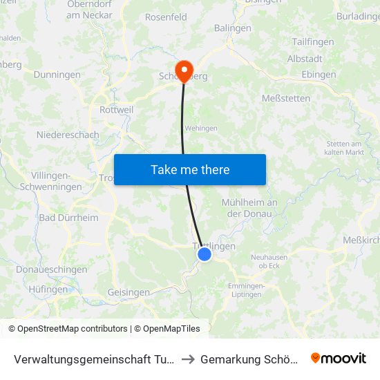 Verwaltungsgemeinschaft Tuttlingen to Gemarkung Schömberg map