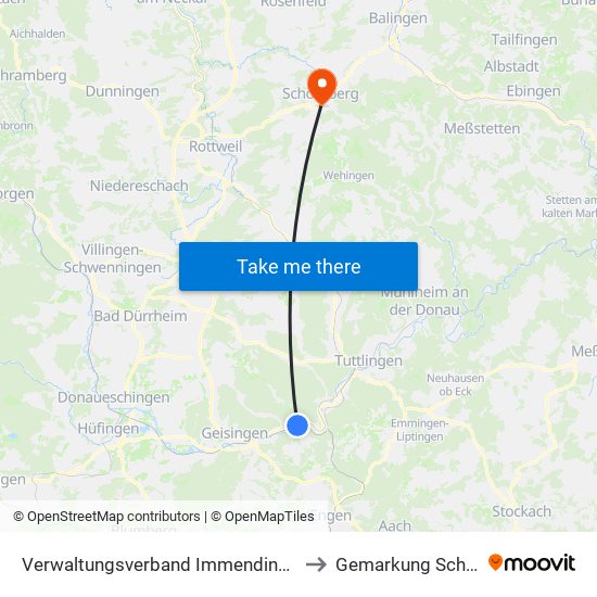 Verwaltungsverband Immendingen-Geisingen to Gemarkung Schömberg map