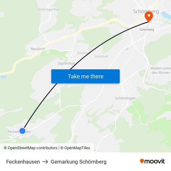 Feckenhausen to Gemarkung Schömberg map