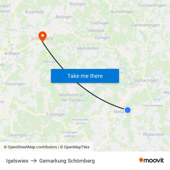 Igelswies to Gemarkung Schömberg map