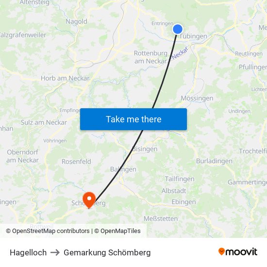 Hagelloch to Gemarkung Schömberg map