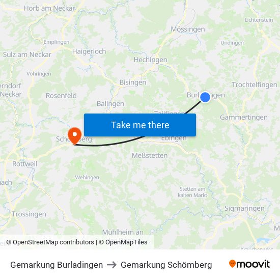 Gemarkung Burladingen to Gemarkung Schömberg map