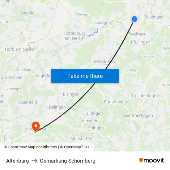 Altenburg to Gemarkung Schömberg map