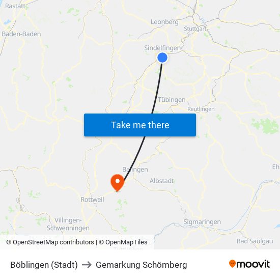 Böblingen (Stadt) to Gemarkung Schömberg map