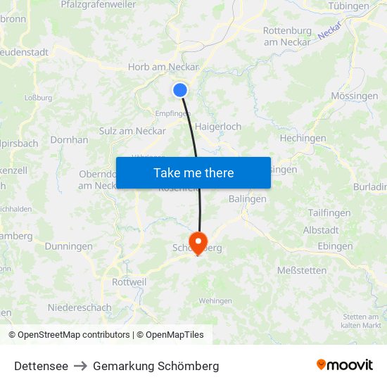 Dettensee to Gemarkung Schömberg map