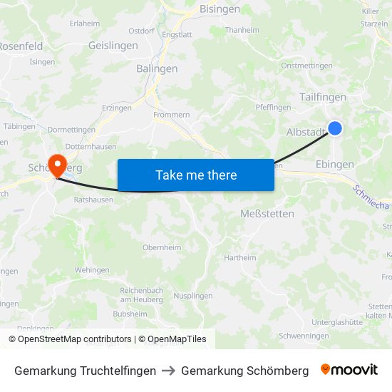 Gemarkung Truchtelfingen to Gemarkung Schömberg map