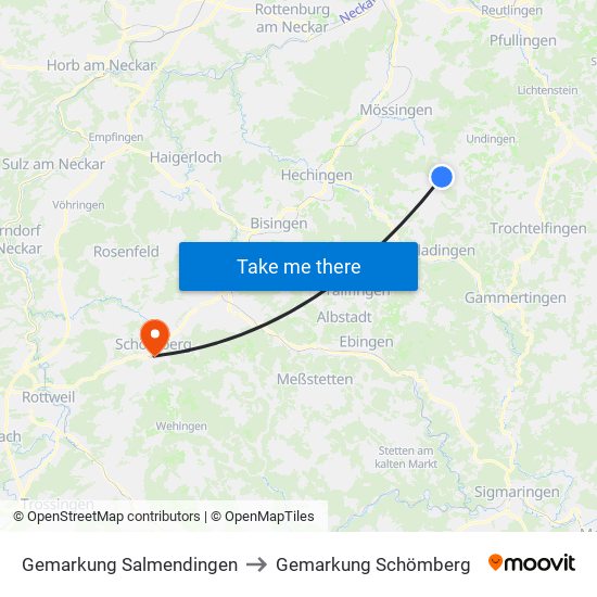 Gemarkung Salmendingen to Gemarkung Schömberg map