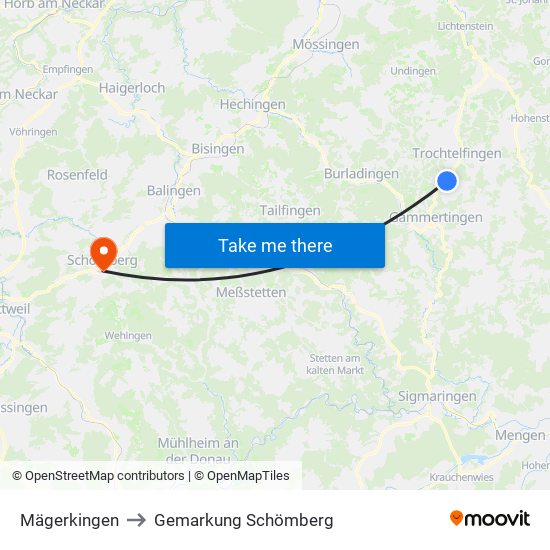 Mägerkingen to Gemarkung Schömberg map