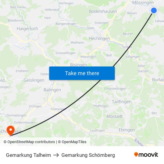 Gemarkung Talheim to Gemarkung Schömberg map