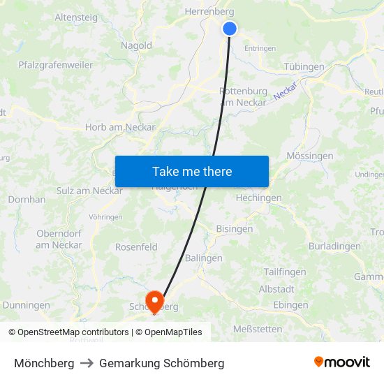 Mönchberg to Gemarkung Schömberg map