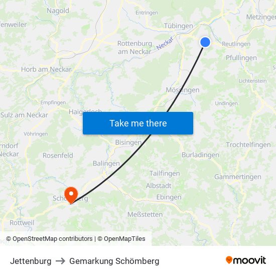 Jettenburg to Gemarkung Schömberg map