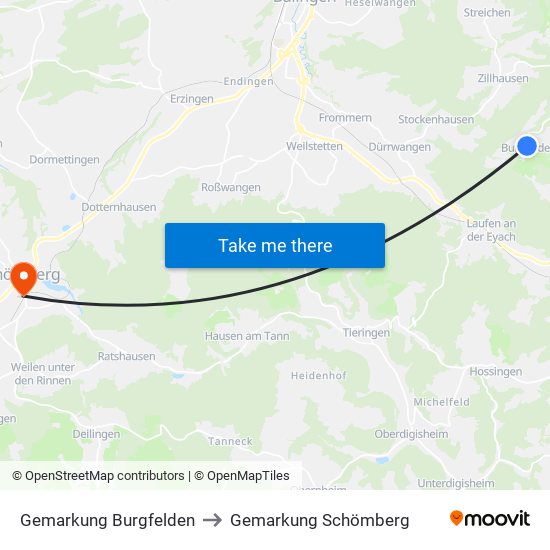 Gemarkung Burgfelden to Gemarkung Schömberg map