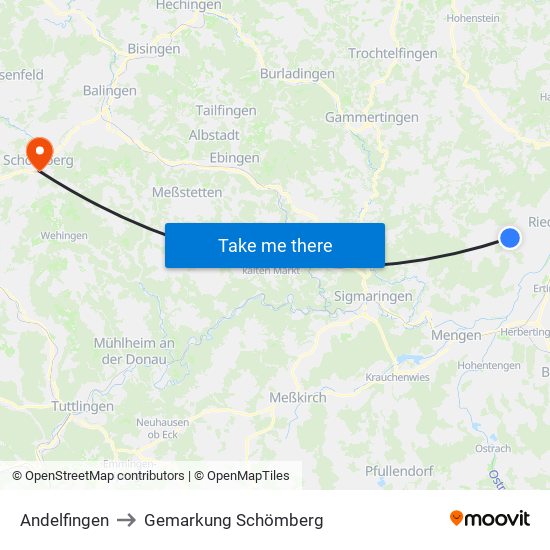 Andelfingen to Gemarkung Schömberg map