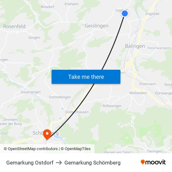 Gemarkung Ostdorf to Gemarkung Schömberg map