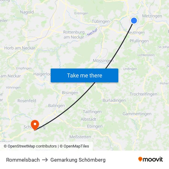 Rommelsbach to Gemarkung Schömberg map