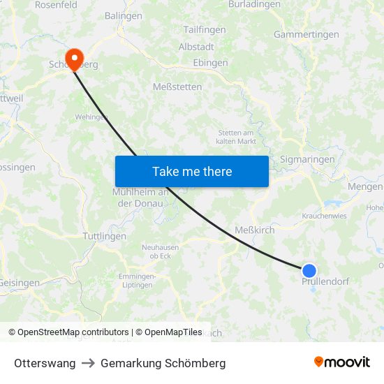 Otterswang to Gemarkung Schömberg map