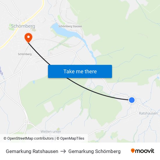 Gemarkung Ratshausen to Gemarkung Schömberg map