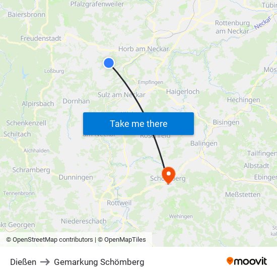 Dießen to Gemarkung Schömberg map