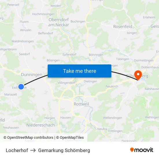 Locherhof to Gemarkung Schömberg map