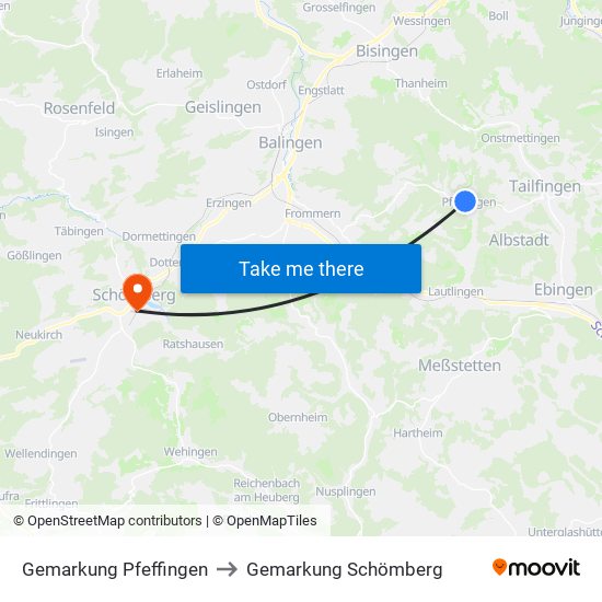 Gemarkung Pfeffingen to Gemarkung Schömberg map